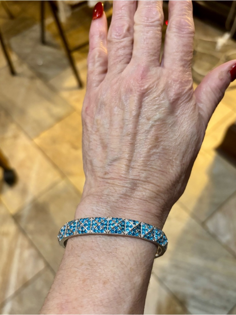 Turquoise Crystal Bangle Bracelet for Women